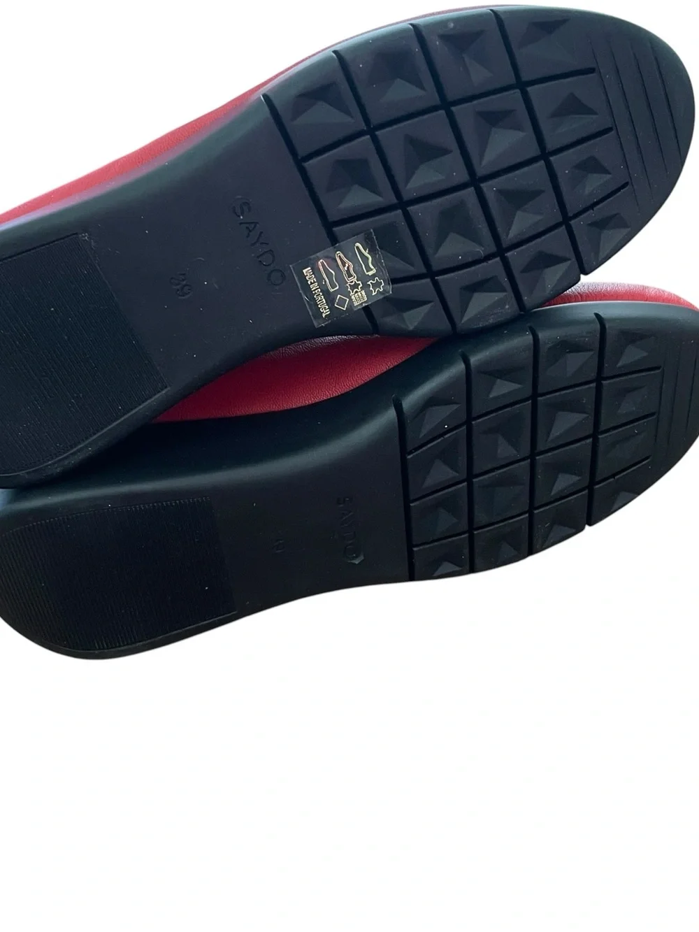 Saydo Sonia Low Wedge Shoes Red Leather Slip On Comfort Women’s Size 8 8.5